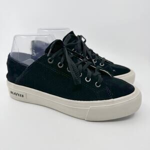 Seavees Sausalito Sneakers Platform Lace Up Shoes Suede Black Womens Size US 6.5